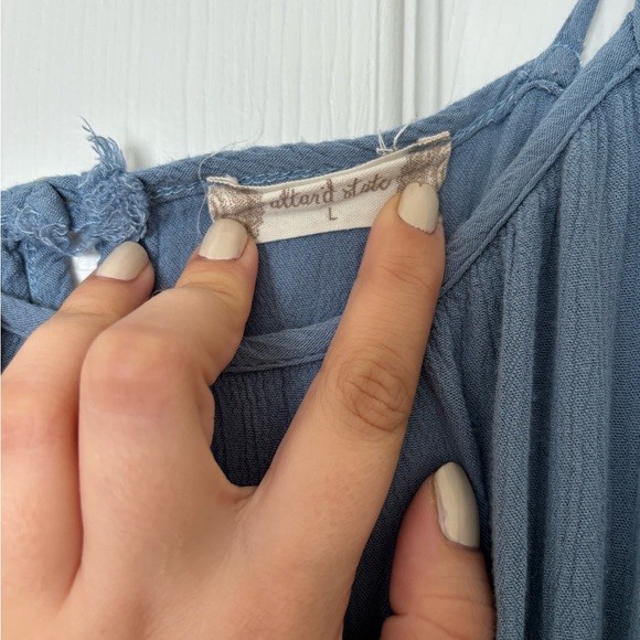 Altar’d State Bow Tie Mini Dress | L | Slate Blue | Great Condition - Picture 5 of 5